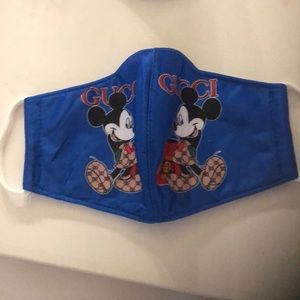 NWOT Blue Mickey Gucci print face mask